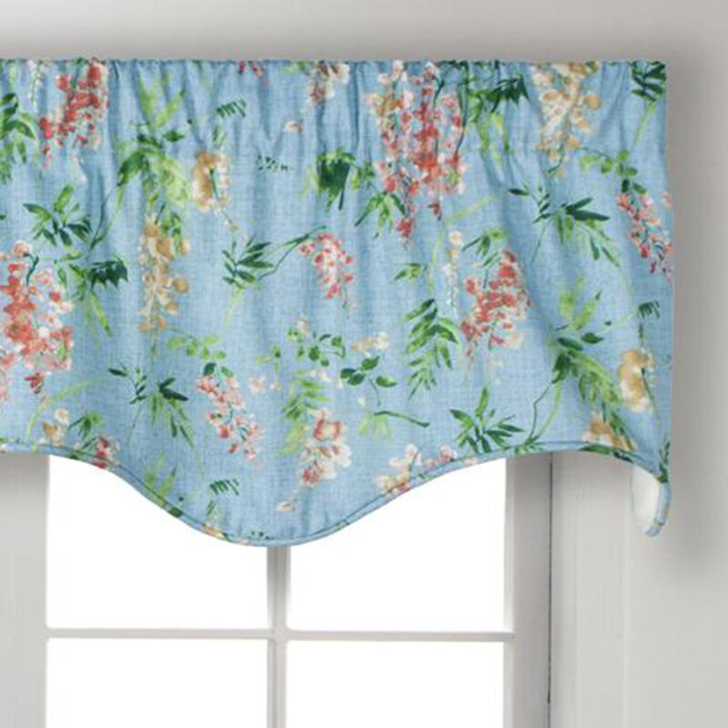 Ellis Curtain Wisteria Lined Light Blocking Window Scallop Valance - 50x15" Turquoise