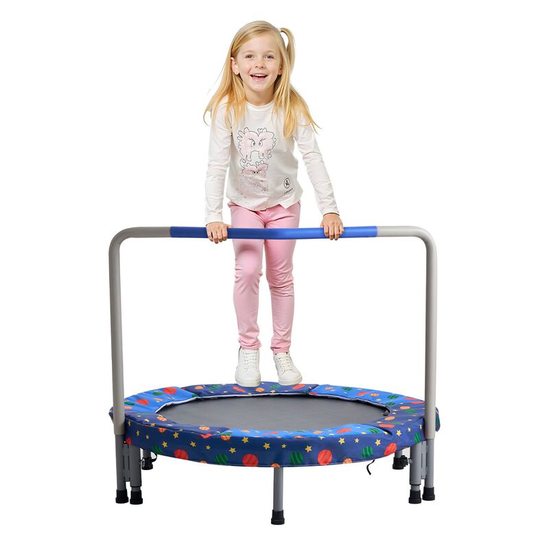 Foldable Kids Trampoline with Safety Handle, Mini Rebounder for Outdoor Toddler Play image number 3