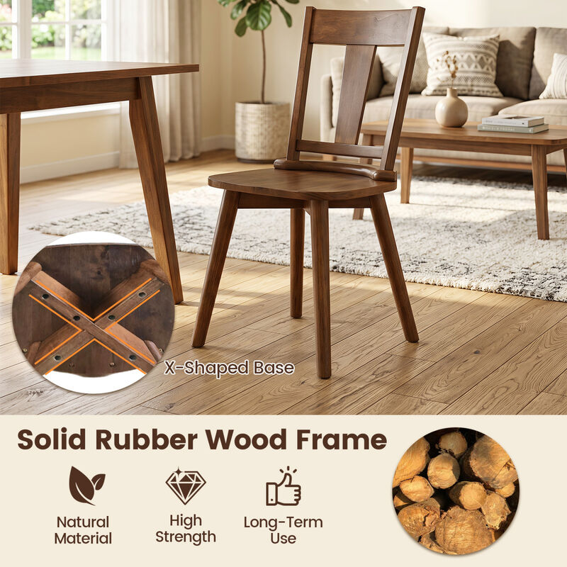 Set of 4 Wooden Dining Chairs with Solid Wood Backrests for Kitchen and Dining image number 4