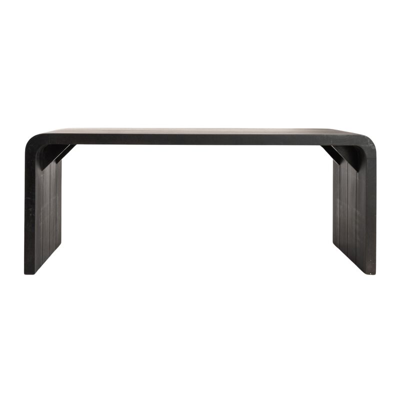 Modern Waterfall Edge Mango Wood Coffee Table, Black image number 3