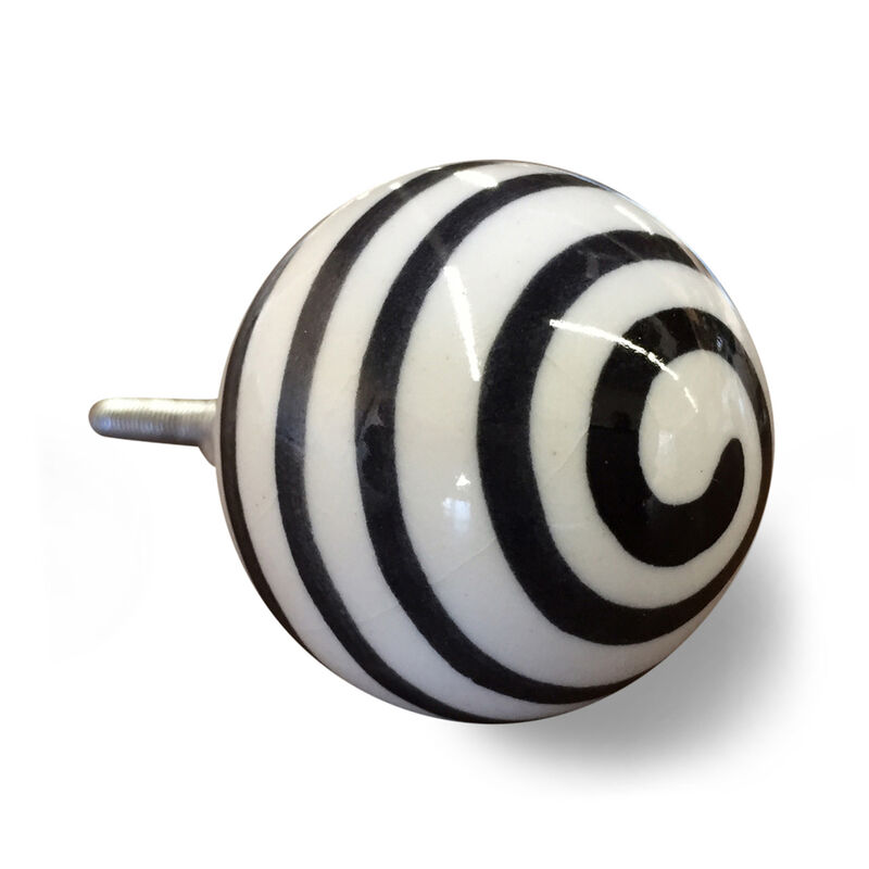 HomeRoots Set of Eight Black And White Ceramic And Metal Drawer Pull Knobs image number 2