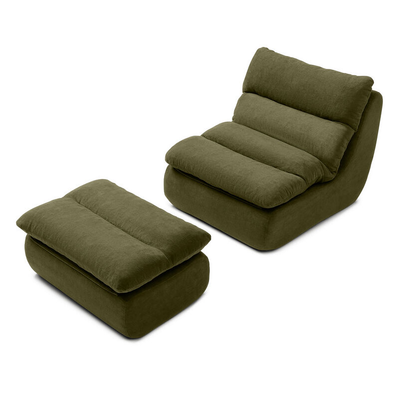 Merax Ergonomic Floor Lounge Sofa with Ottoman image number 0