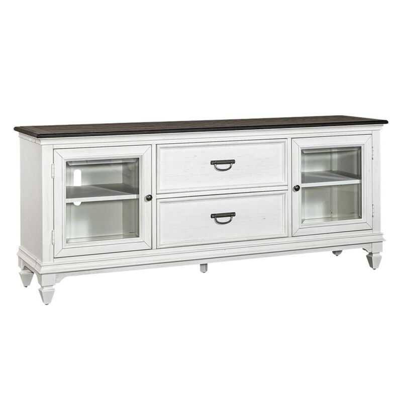 Liberty Furniture Allyson Park Entertainment Center - Wirebrushed White with Charcoal Tops image number 2