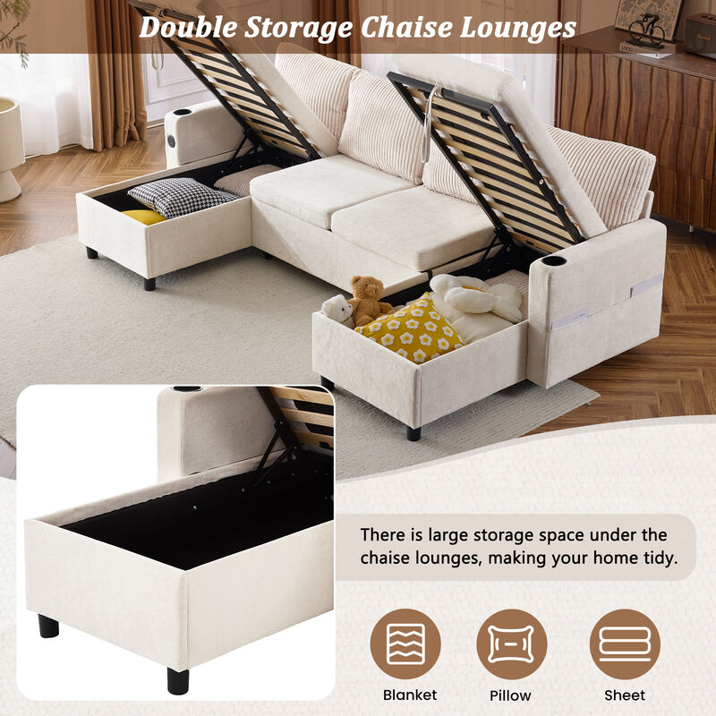 Merax Pull-out Sofa Bed with 2 Cup Holders