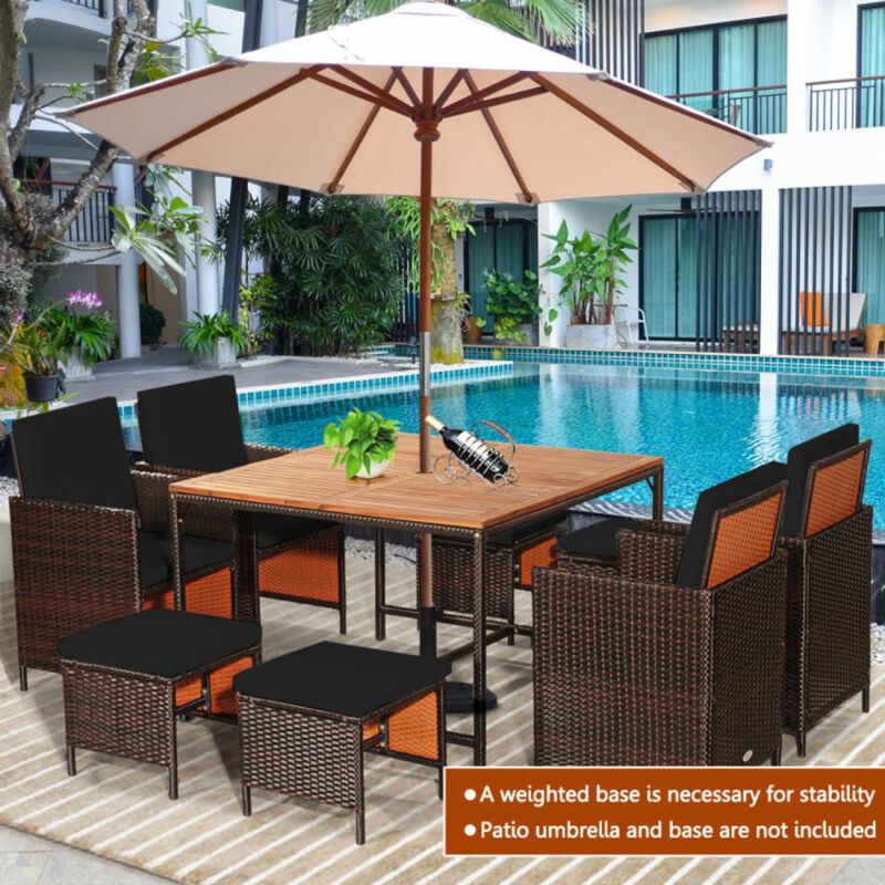 Hivvago 9 Pieces Patio Rattan Dining Cushioned Chairs Set