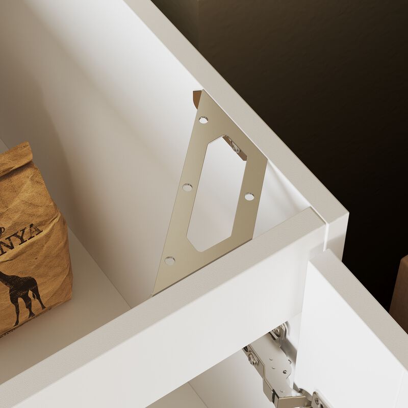 FUFU&GAGA Modern Kitchen Storage Sideboard with Tip-Drawer, Modular Cabinet Organizer, Black Metal Handles (30 in. W x 24.2 in. D x 64.6 in. H), White