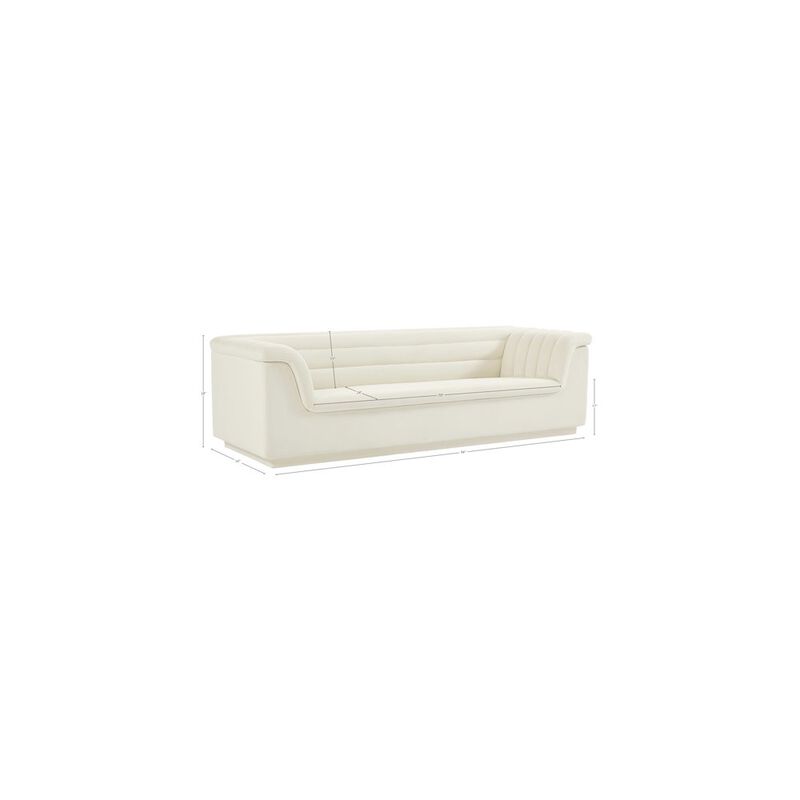 Meridian Furniture Cascade Cream Velvet Fabric Sofa
