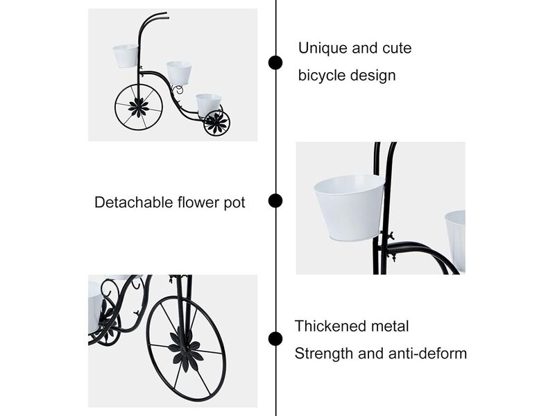 Metal Tricycle Planter, 3 Tier Floral Flower Plant Stand image number 3