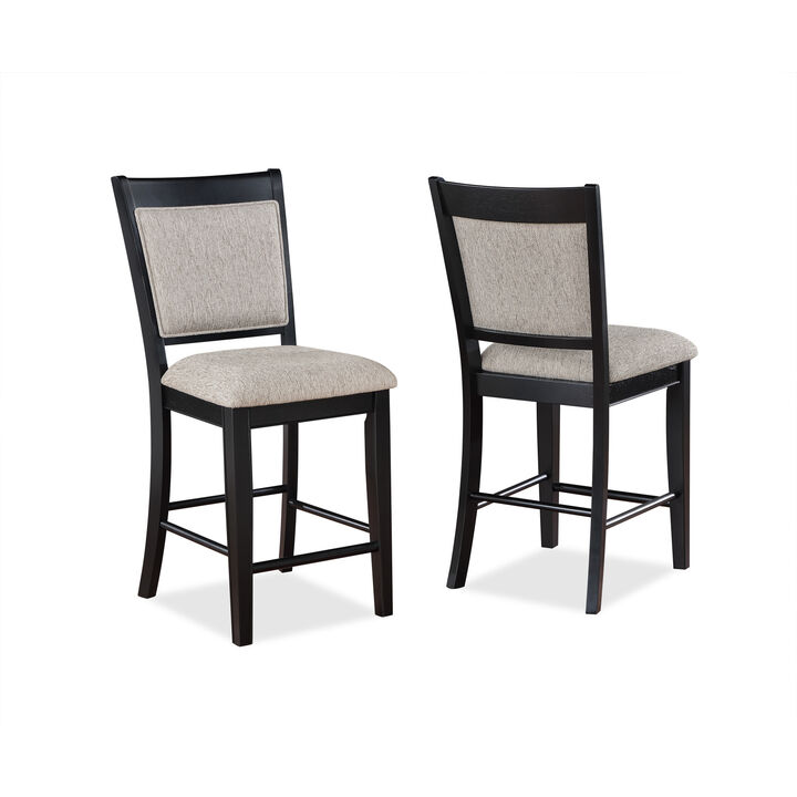 Streamdale Set of 2 Farmhouse Counter Height Dining Chairs, Light Gray Linen