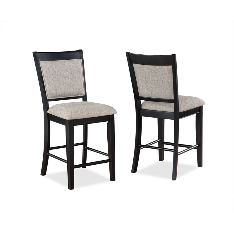 Streamdale Set of 2 Farmhouse Counter Height Dining Chairs, Light Gray Linen image number 1