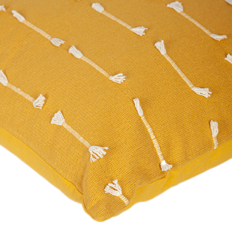 HomeRoots 18" Yellow Striped Cotton Throw Pillow With Texture image number 4
