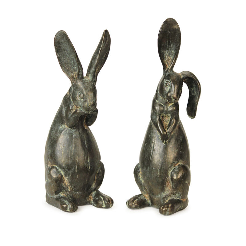 Floppy-Eared Rabbit Statues (Set of 2) for Garden, Yard, and Outdoor Decoration