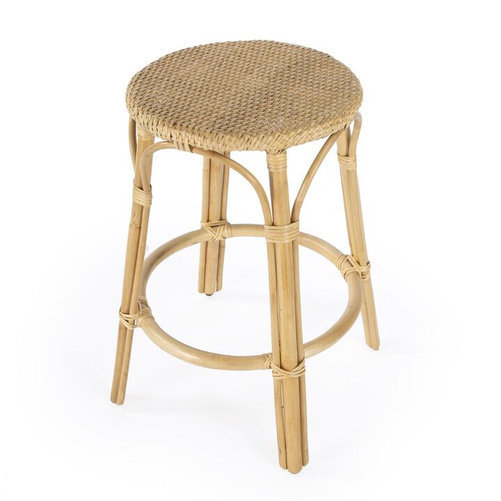 Butler Specialty Tobias Rattan Round 24 Counter Stool, Natural