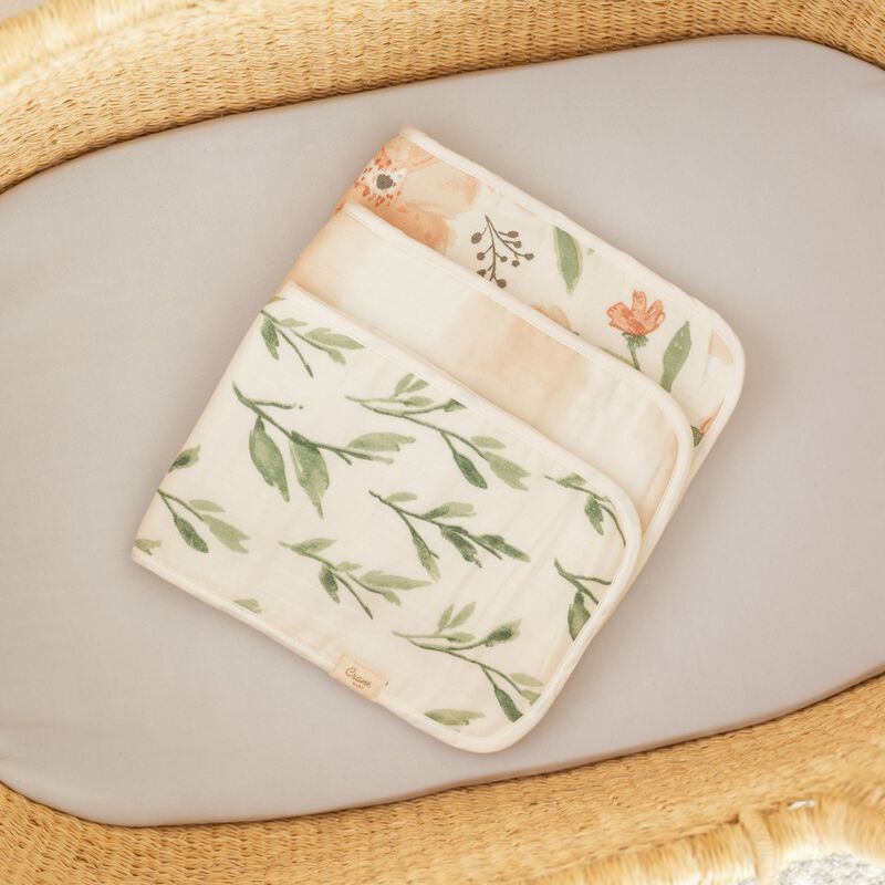 Parker 3-pc. Newborn Burp Cloth Set (Pink Floral) image number 6