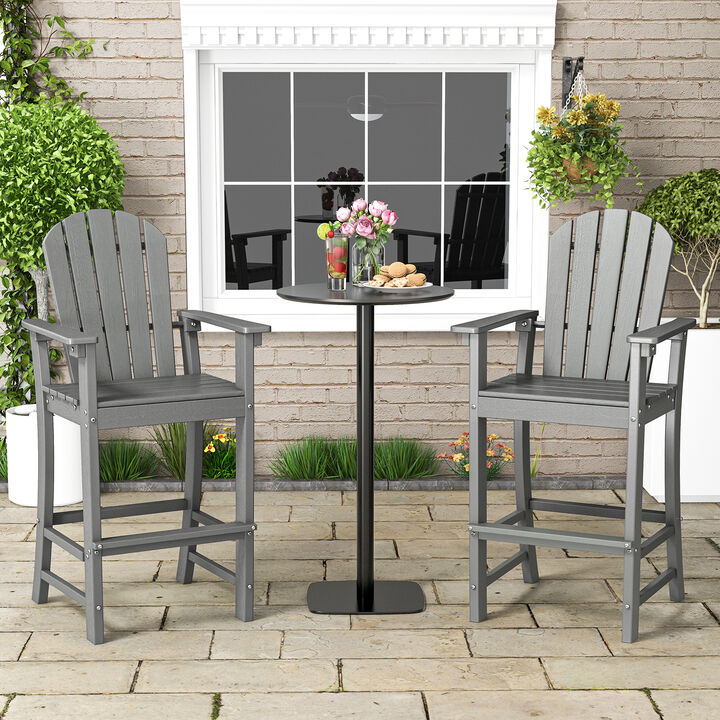 2 Piece Outdoor Counter Height Bar Stools with Armrests and Footrest