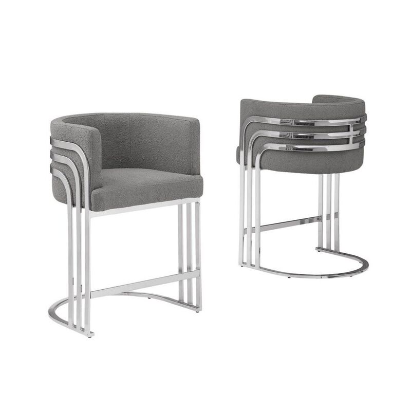 Best Quality Furniture Best Quality furniture Dark grey with silver counter height, Set of two