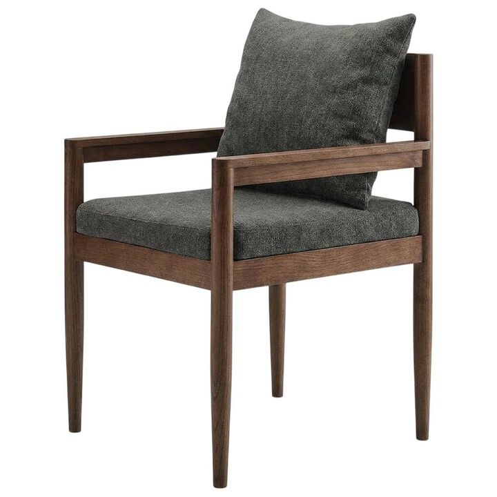 Wood Dining Armchair with Cushioned Seat for Kitchen or Dining Room, Charcoal