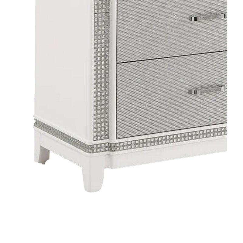 Benjara Aerial 64 Inch Wide Dresser with Mirror, 6 Drawers. Gray and Silver Finish
