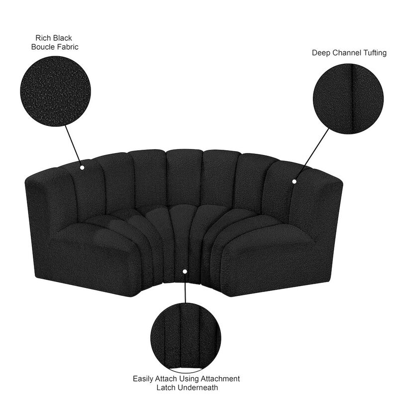 Meridian Furniture Arc Black Boucle Fabric Modular Sofa