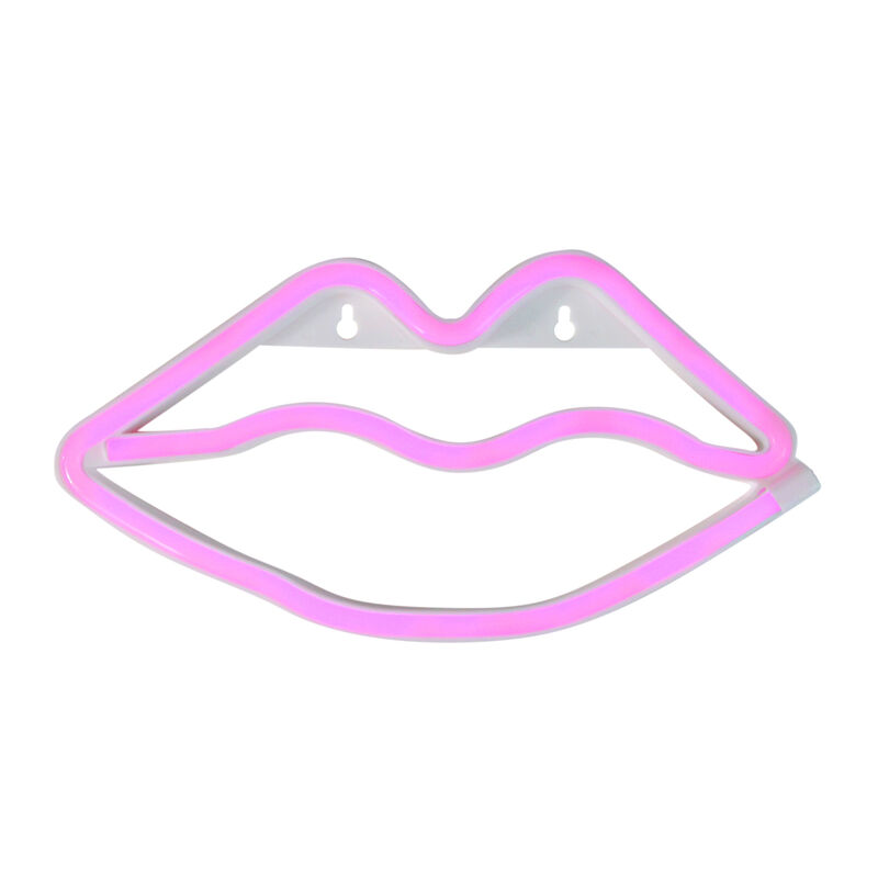 10.5" Pink Lips LED Neon Style Valentine's Day Wall Sign