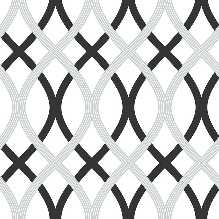 Black & Silver Lattice Peel & Stick Wallpaper