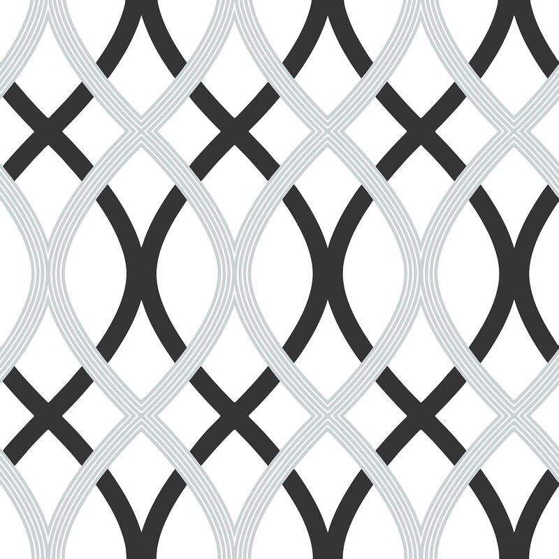 Black & Silver Lattice Peel & Stick Wallpaper image number 0