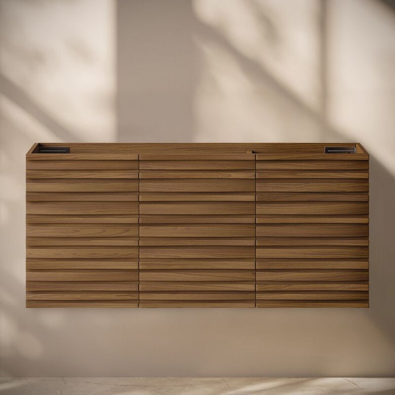 Cascade 48" Wall-Mounted Bathroom Vanity Cabinet without Top in Brown Oak image number 5