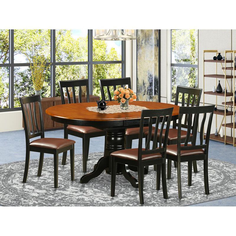 East West Furniture Dining  set  -  7  Pcs  with  6  Wooden  Chairs