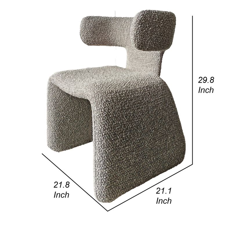 Cid Fiu 22 Inch Dining Chair, Curved Wingback, Gray Textured Polyester - Benzara