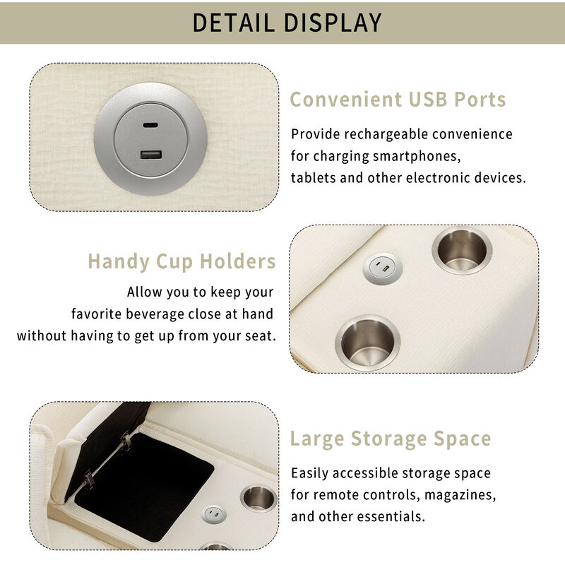 Merax Sectional Sofa Chenille Upholstered Sofa with Two Removable Ottoman