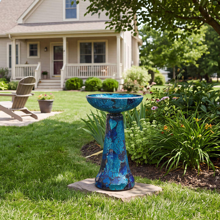 Crackled Glass Mosaic Bird Bath