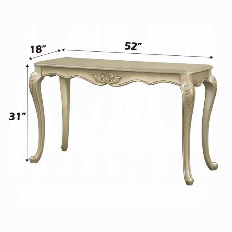 Bertha Sofa Table, Ornate Classic European Champagne Gold Wood 52 Inch