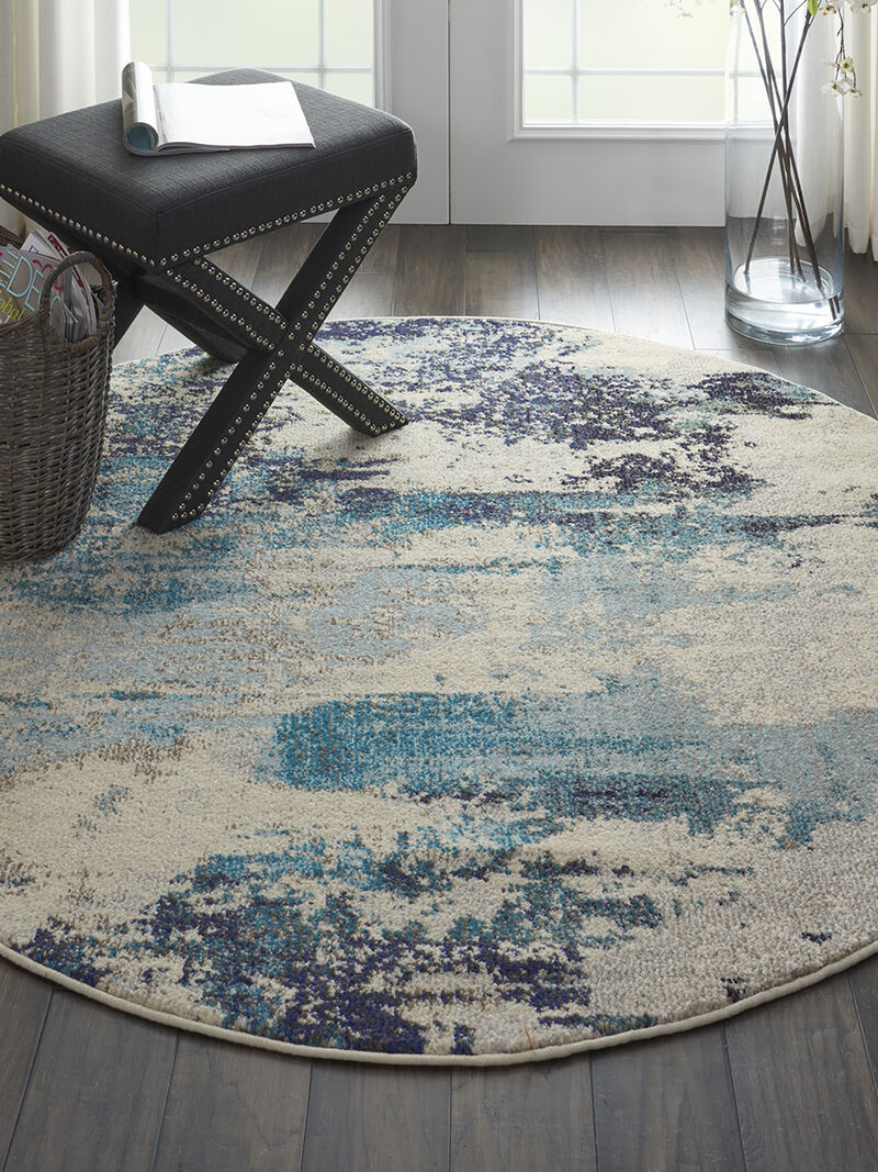 Celestial CES02 Ivory/Blue 4' x Round Rug