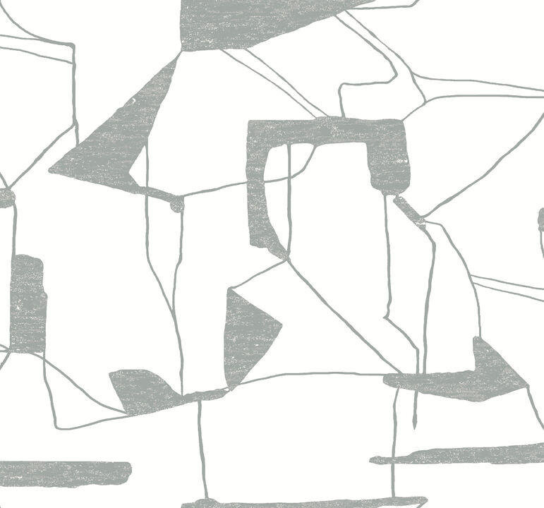 Abstract Geo White & Silver Wallpaper