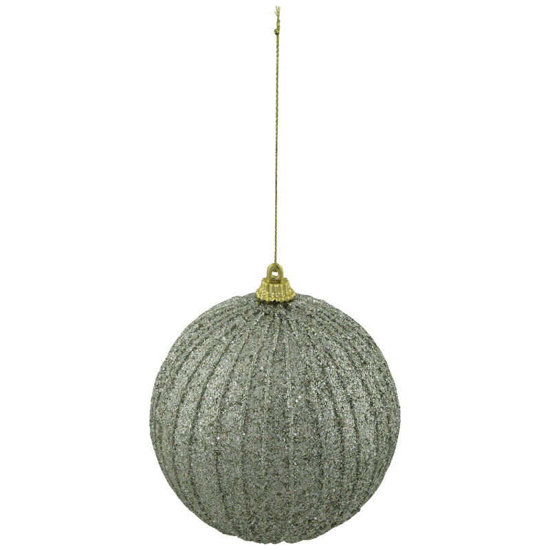 4" Green Glitter Shatterproof Christmas Ball Ornament image number 3
