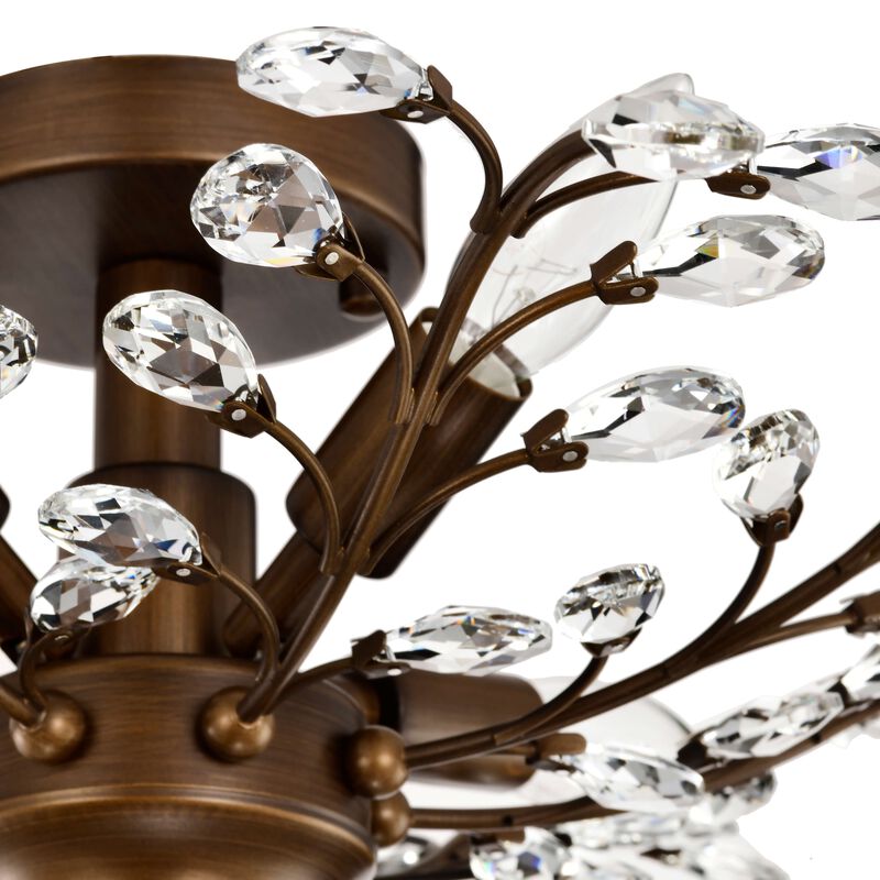 Grace Bronze 4-light Crystal Leaves Flush Mount image number 5
