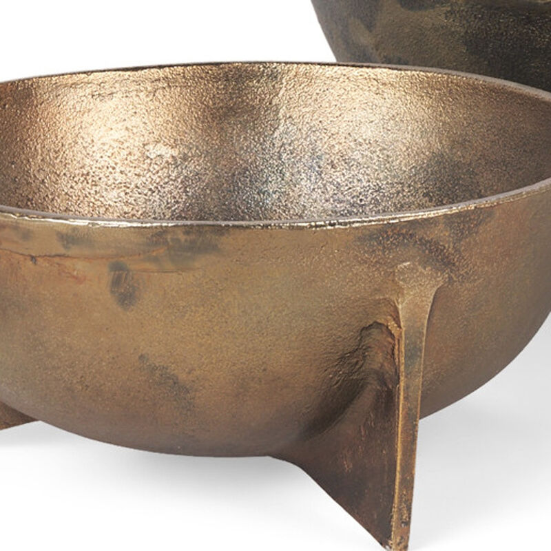 HomeRoots Set of Two Gold Metal Round Centerpiece Bowl image number 2