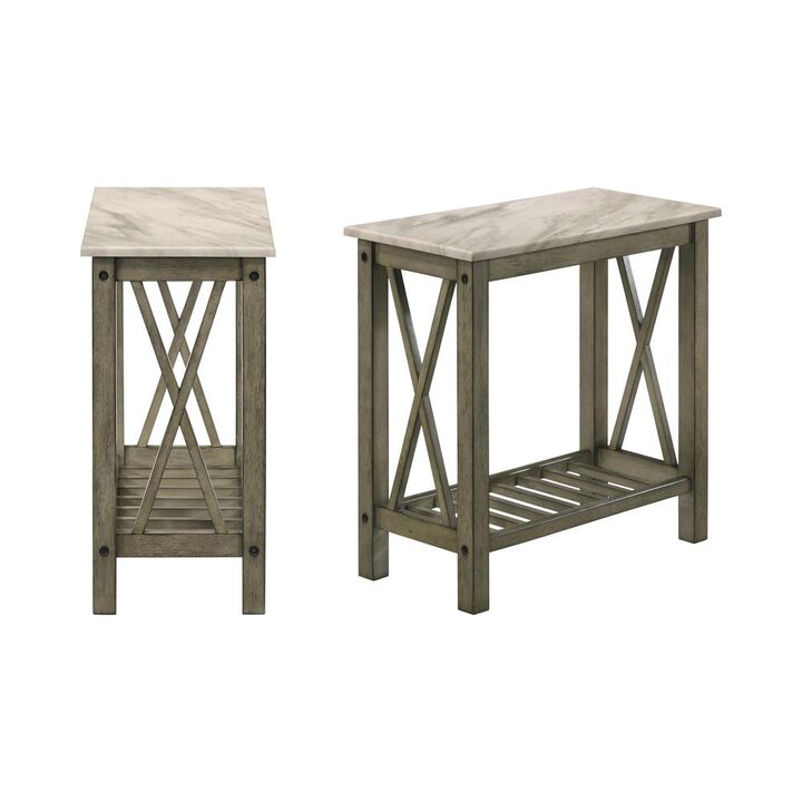 New Classic Furniture Eden Gray Wood End Table with Faux Marble Top (Set of 2)