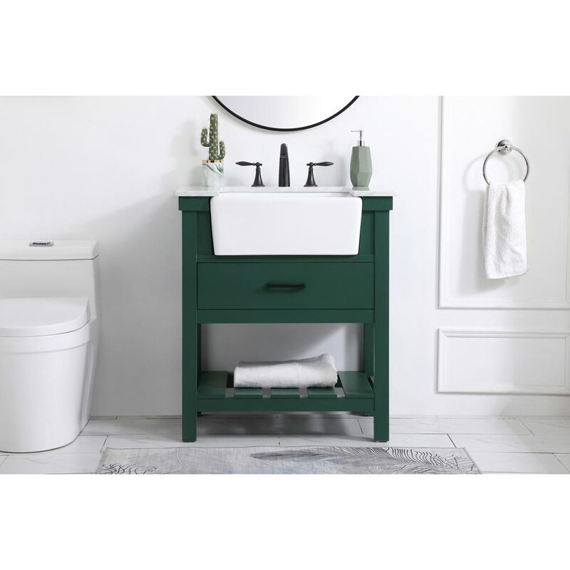 Elegant Kitchen and Bath 30 inch Single bathroom vanity in green