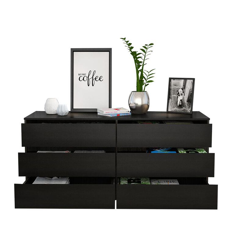 Cocora 6 Drawer Double Dresser - Black