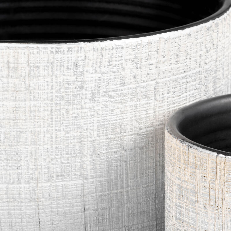 Textured Planter with Saucer, Silver Set