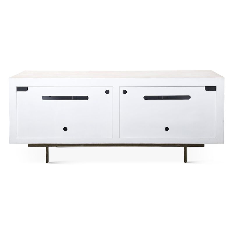 World Interiors Alexandria 72" Sideboard with Bone, Horn, Wood Inlay on Metal Base image number 4