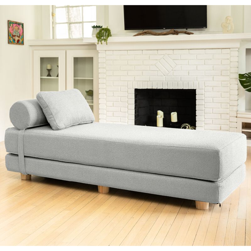 Jaxx Avida Daybed � Fold Out Queen Sleeper � Premium Boucle: Sleek and Modern Lounge for Relaxing and Overnight Guests