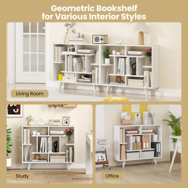 Hivvago Geometric Bookcase with Anti-Tipping Kit and Storage Shelving Unit