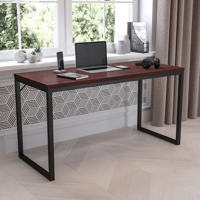 Flash Furniture Desk Industrial Computer Desk Sturdy Home Office Desk - 55" Length-Mahogany image number 9