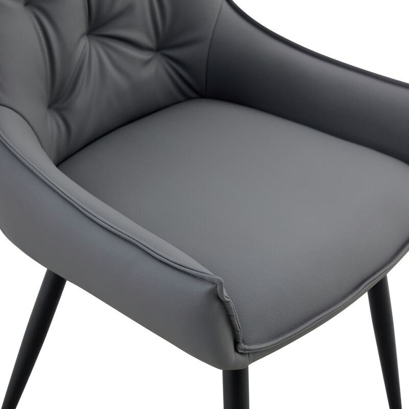 Set of 2 PU leather dining chairs rectangular button tufted dining chair solid back modern metal leg kitchen dining chairs wipe clean image number 6