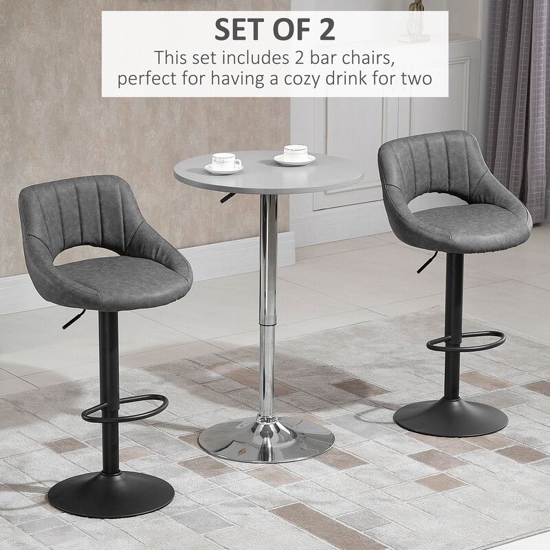 Gray Bar Duo: Set of 2 Adjustable Swivel Bar Stools