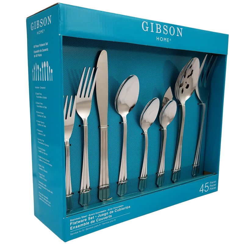 Gibson Home Classic Canberra 45 Piece Stainless Steel Flatware Set image number 2
