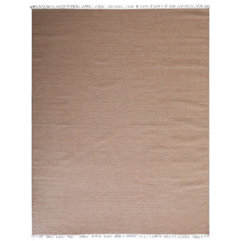 RUGSOTIC CARPETS HAND WOVEN FLAT WEAVE KILIM WOOL ECO-FRIENDLY AREA RUGS  - 5'x8', Rectangle Shape, Light Brown Color, Solid Plain Design, Low Pile Handmade Rugs for Living Room (D00111)