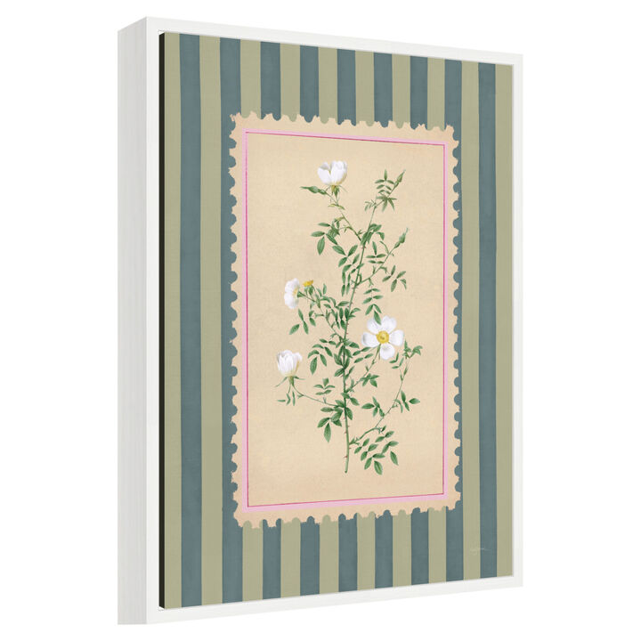 Vintage Striped Flowers III by Mary Urban Framed Canvas Wall Art